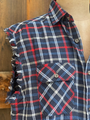 Pabst COOL BLUE Sleeveless Flannel- Navy